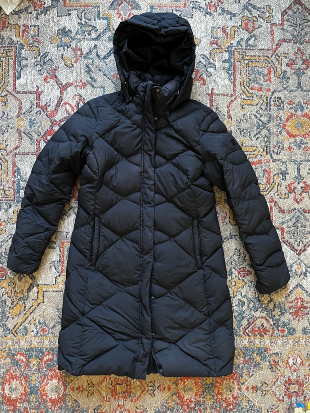 The North Face Women's Black Hooded Long Puffer Coat